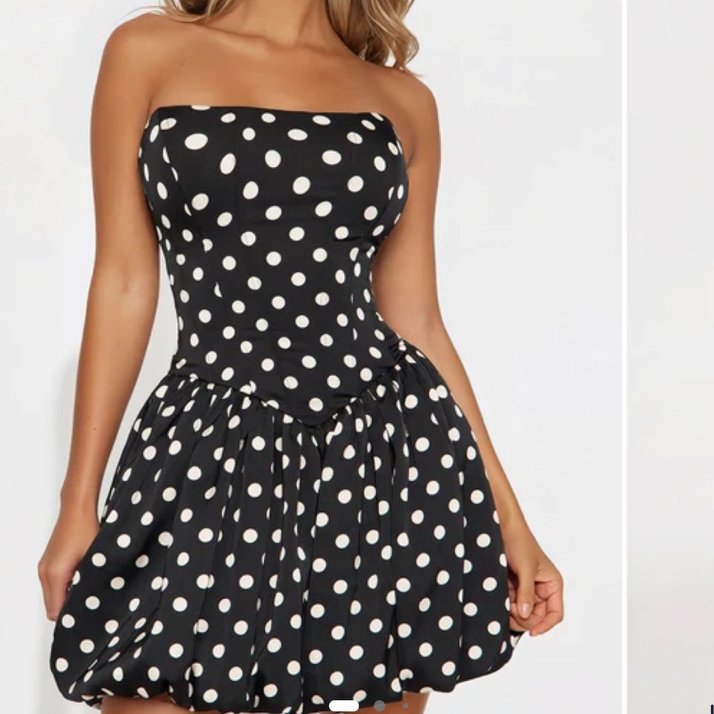 Avia Strapless Black and White Polka Dot Dress